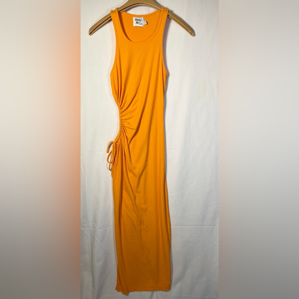 Vibrant Orange Maxi Dress with side cut out size 4 Princess Polly